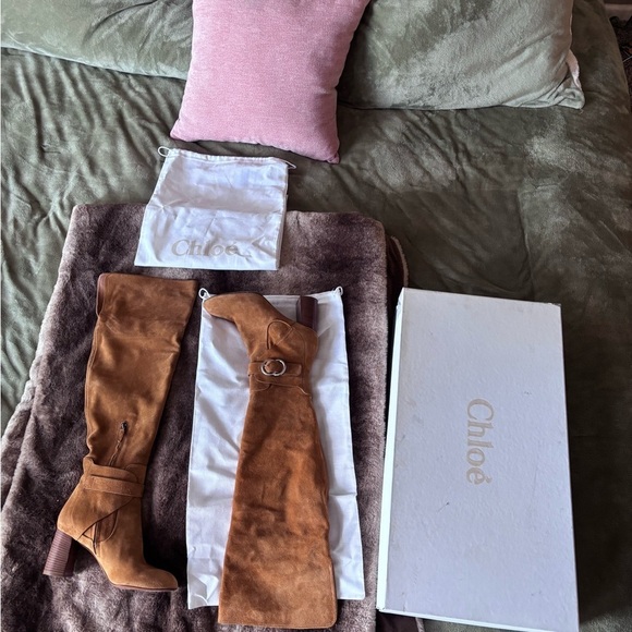 Chloe - OTK Wet Sand Suede Boots Size 39 or 9 - Picture 7 of 9